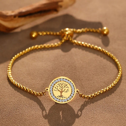 Bracelet Femme Arbre De Vie Écusson Et Chaine Fine
