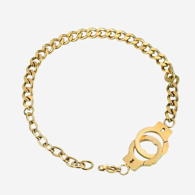Bracelet Femme Menotte Et Chaine Acier Inoxydable