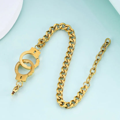 Bracelet Femme Menotte Et Chaine Acier Inoxydable