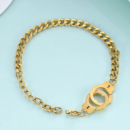 Bracelet Femme Menotte Et Chaine Acier Inoxydable