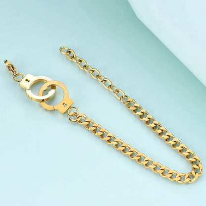 Bracelet Femme Menotte Et Chaine Acier Inoxydable