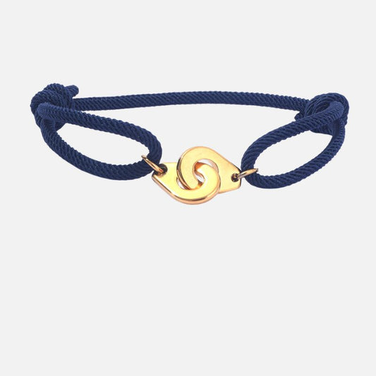 Bracelet Femme Menotte Dorée Acier Inoxydable Et Cordon