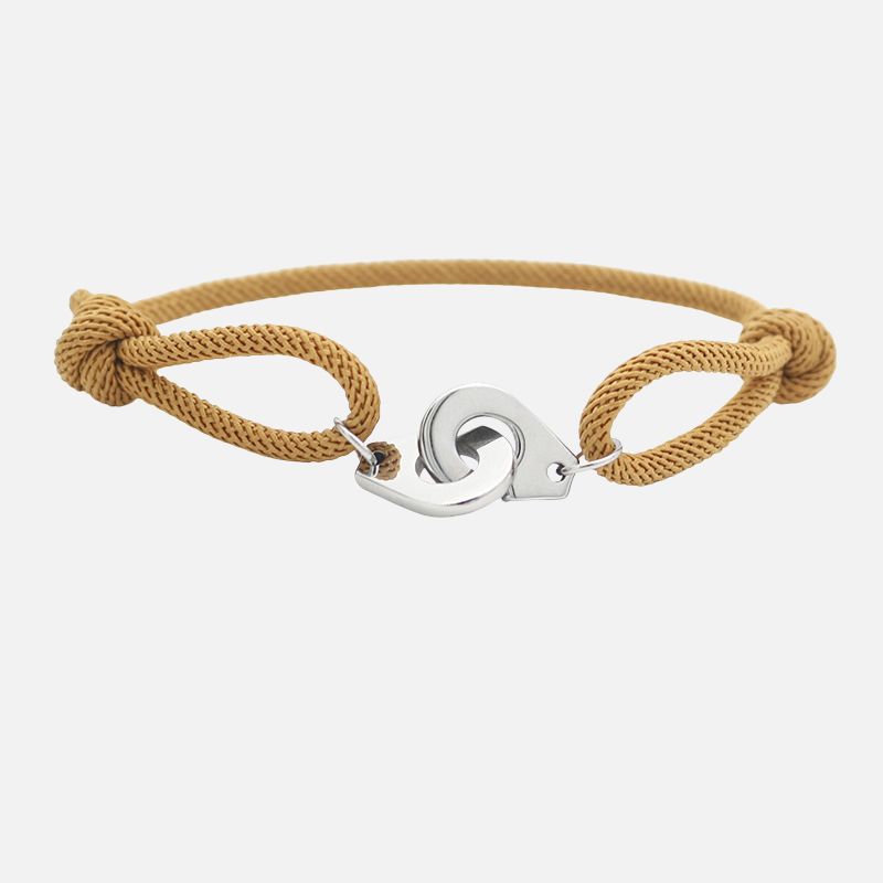 Bracelet Femme Menotte Simple Corde Et Acier Inoxydable