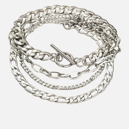 Bracelet Femme Multirang Chaines Argentées Lot de 4