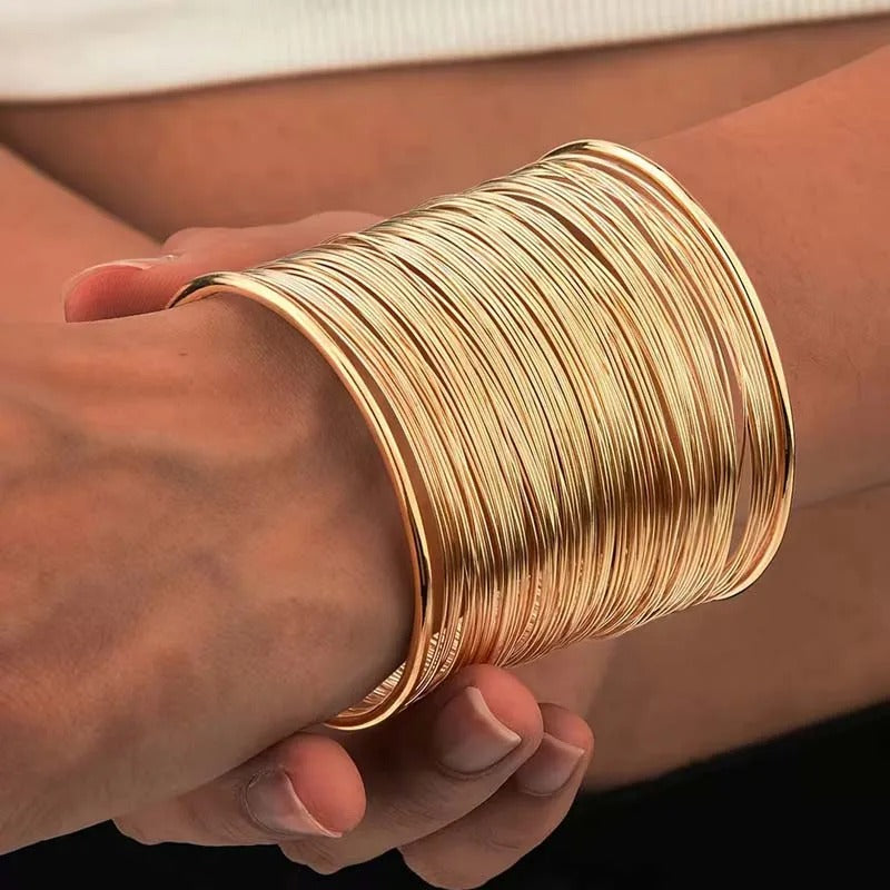 Bracelet Femme Multirang Large Doré