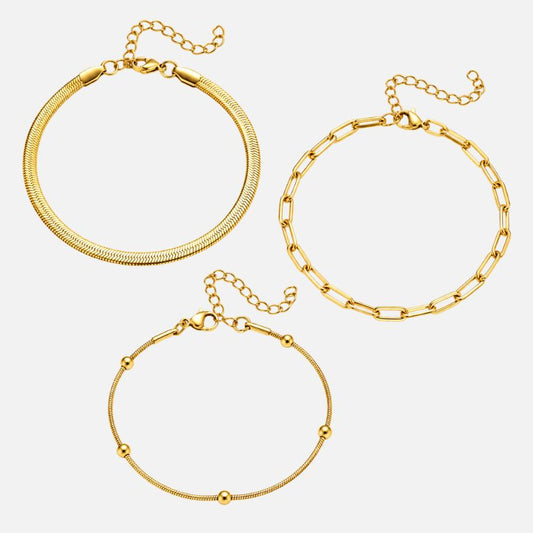 Bracelet Femme Multirang Mailles Dorées Mixées