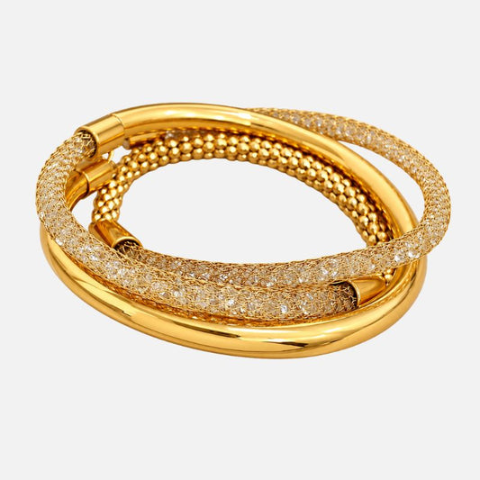 Bracelet Femme Multirang Résille Dorée Et Effet Jonc