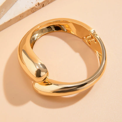 Bracelet Femme Rigide Doré Sculptural