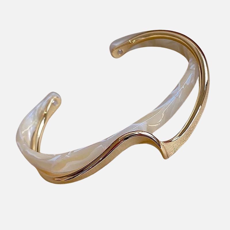 Bracelet Femme Rigide Nacré Et Doré