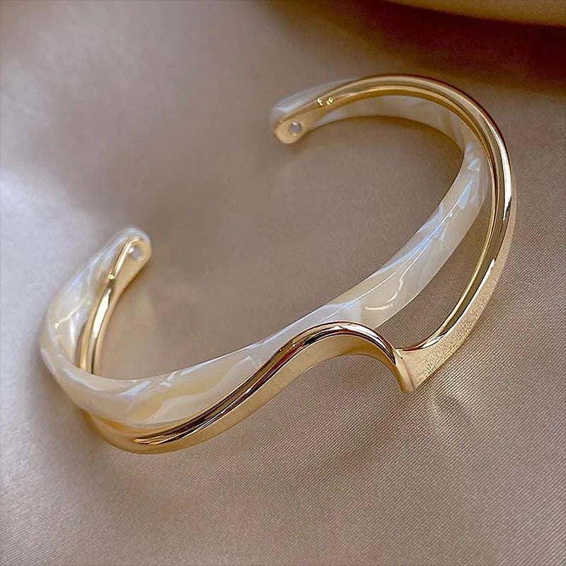 Bracelet Femme Rigide Nacré Et Doré