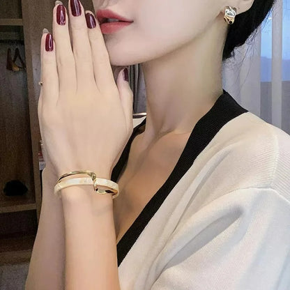Bracelet Femme Rigide Nacré Et Doré