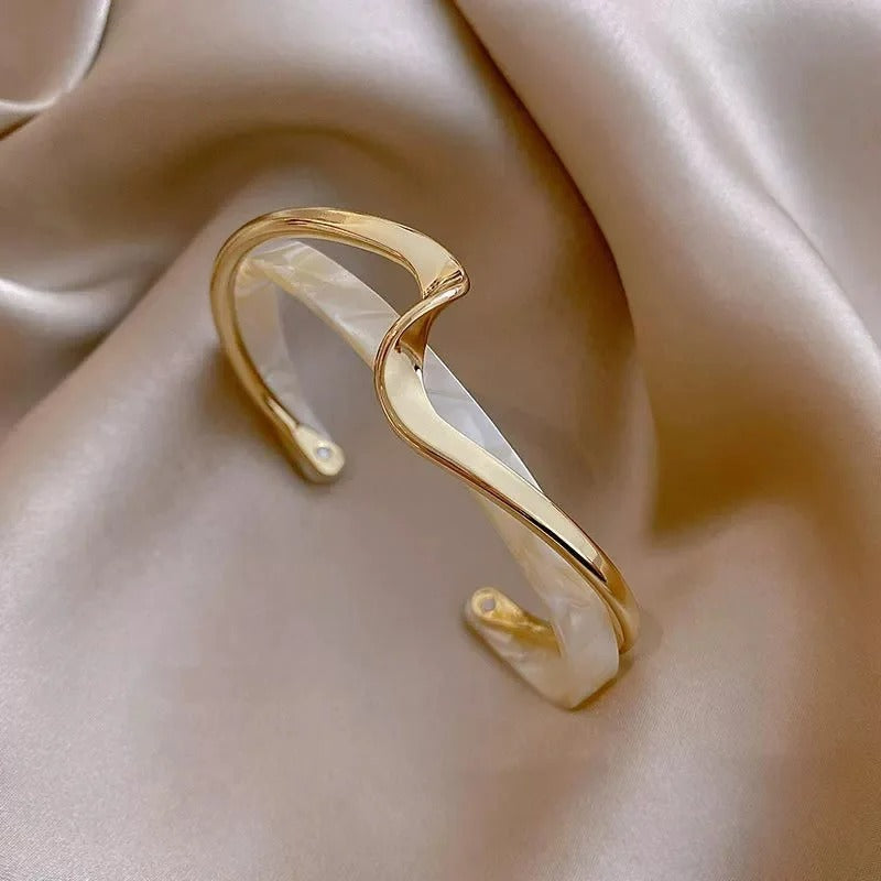 Bracelet Femme Rigide Nacré Et Doré