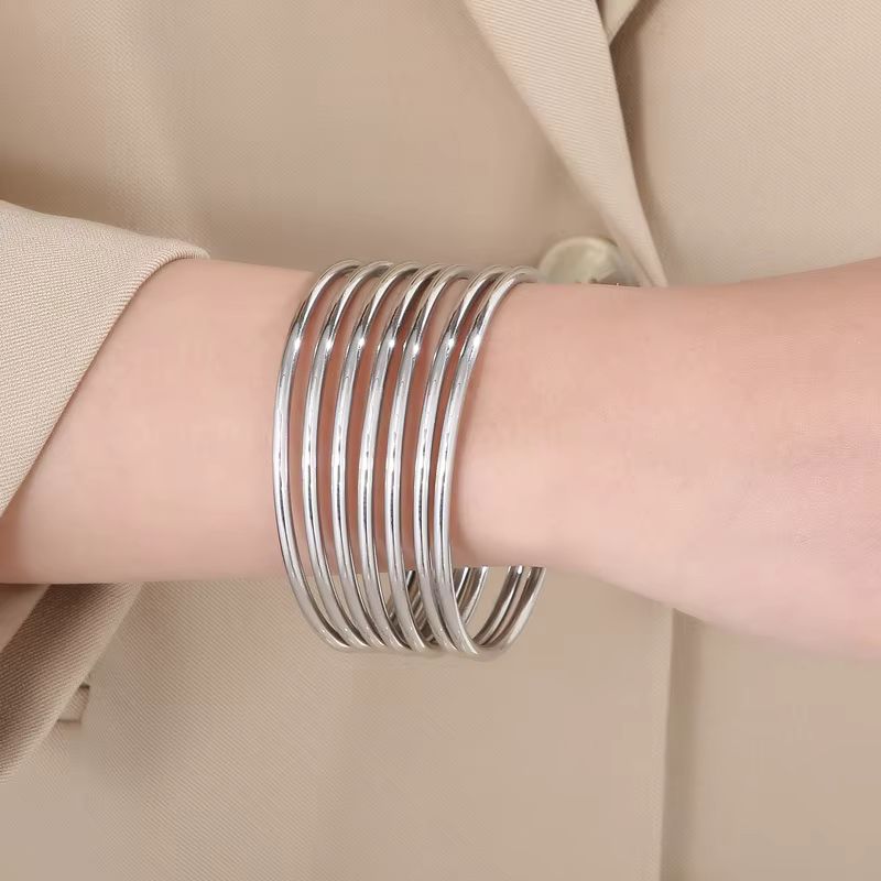 Bracelet Femme Set Joncs Fins Dorés - Acier Inoxydable
