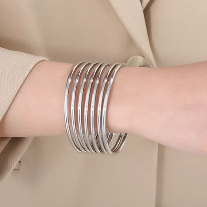 Bracelet Femme Set Joncs Fins Dorés - Acier Inoxydable