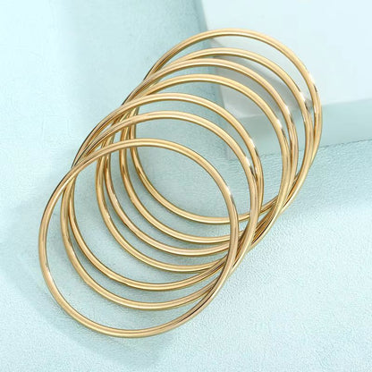 Bracelet Femme Set Joncs Fins Dorés - Acier Inoxydable