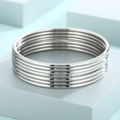 Bracelet Femme Set Joncs Fins Dorés - Acier Inoxydable