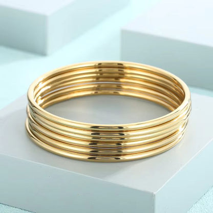Bracelet Femme Set Joncs Fins Dorés - Acier Inoxydable