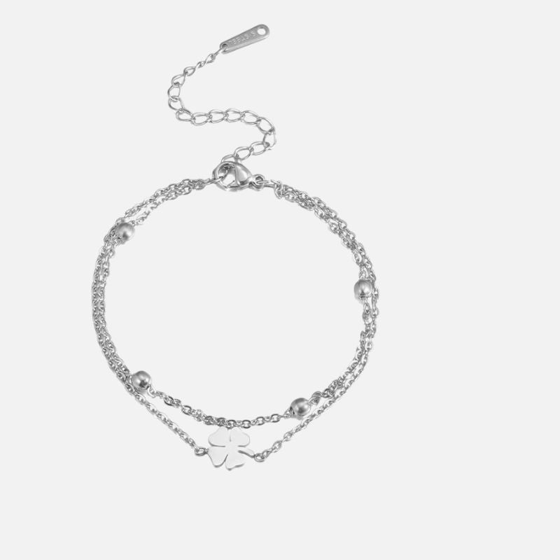 Bracelet Femme Trèfle Argenté Acier Inoxydable