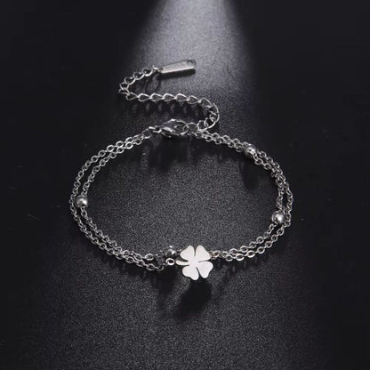 Bracelet Femme Trèfle Argenté Acier Inoxydable