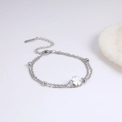 Bracelet Femme Trèfle Argenté Acier Inoxydable