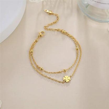 Bracelet Femme Trèfle Doré Acier Inoxydable