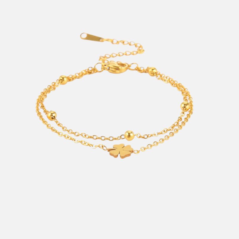 Bracelet Femme Trèfle Doré Acier Inoxydable
