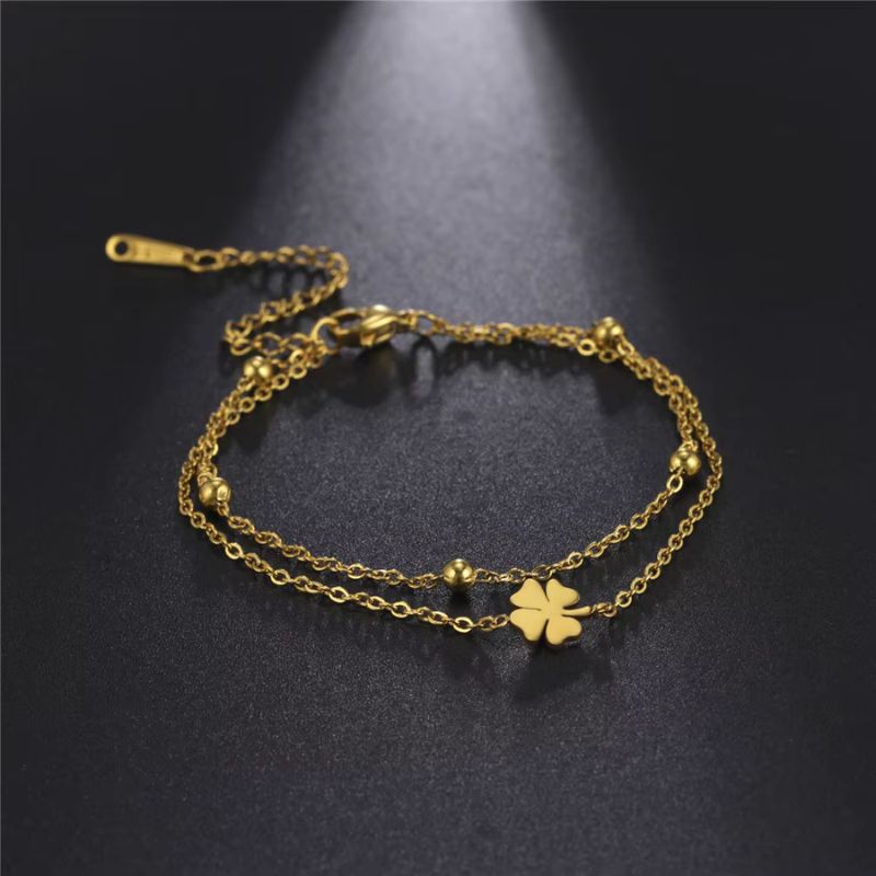 Bracelet Femme Trèfle Doré Acier Inoxydable