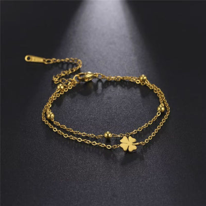 Bracelet Femme Trèfle Doré Acier Inoxydable