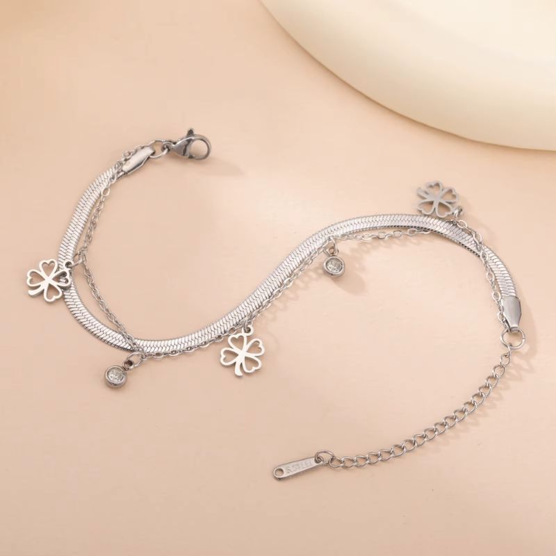 Bracelet Femme Trèfle Pampilles Acier Inoxydable