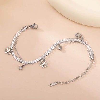 Bracelet Femme Trèfle Pampilles Acier Inoxydable