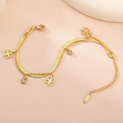 Bracelet Femme Trèfle Pampilles Acier Inoxydable