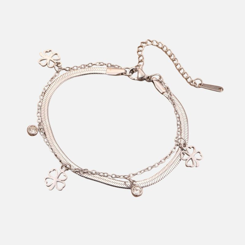 Bracelet Femme Trèfle Pampilles Acier Inoxydable
