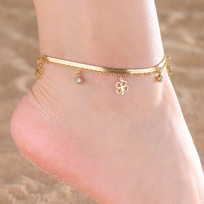 Bracelet Femme Trèfle Pampilles Acier Inoxydable