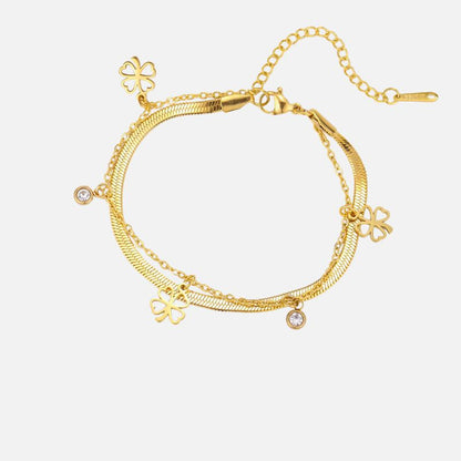 Bracelet Femme Trèfle Pampilles Acier Inoxydable