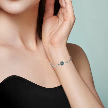 Bracelet Femme Trèfle Quatre Feuilles Zircon Vertes