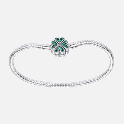 Bracelet Femme Trèfle Quatre Feuilles Zircon Vertes