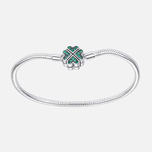 Bracelet Femme Trèfle Quatre Feuilles Zircon Vertes