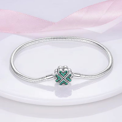 Bracelet Femme Trèfle Quatre Feuilles Zircon Vertes