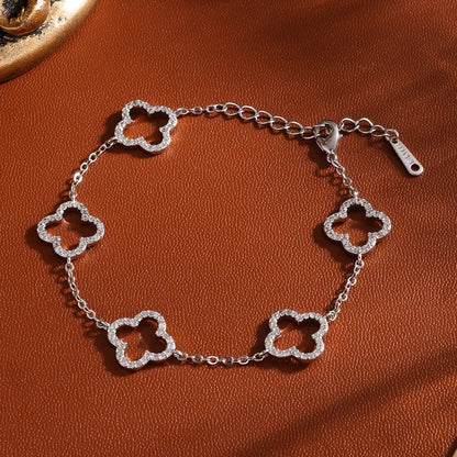 Bracelet Femme Trèfle Zircon Élégance Étincelante