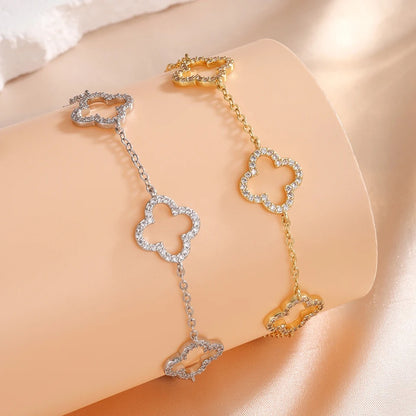 Bracelet Femme Trèfle Zircon Élégance Étincelante