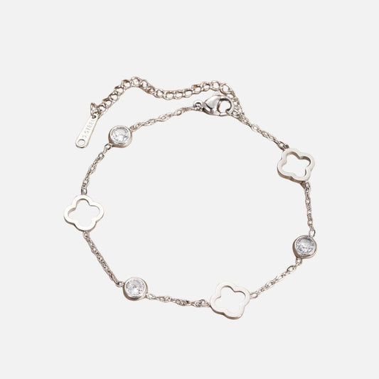 Bracelet Femme Trèfle Et Zircons Acier Inoxydable