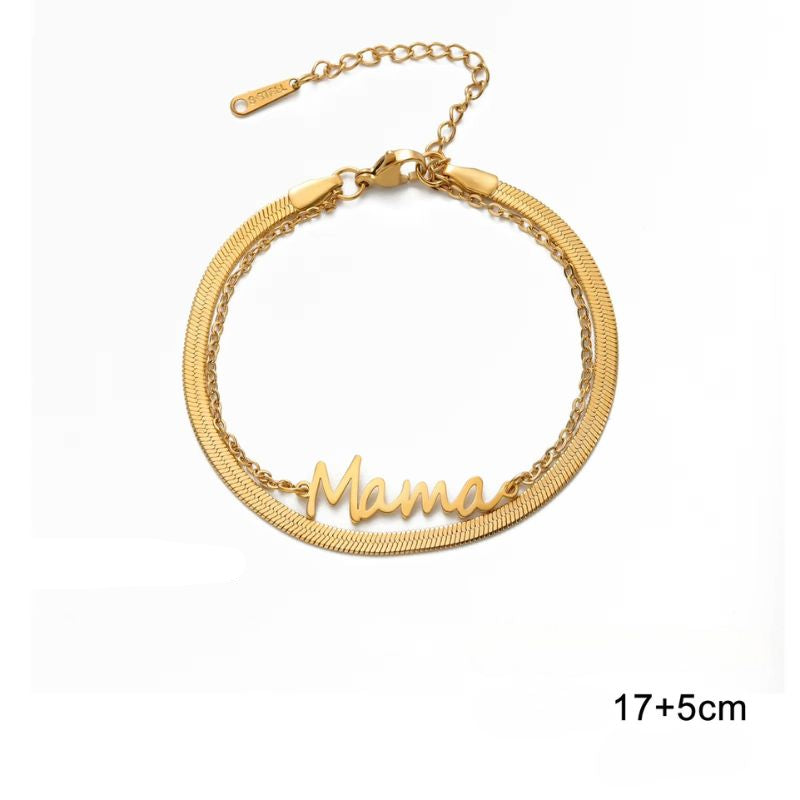 Bracelet Fête des Mères Double Chaîne "Mama"