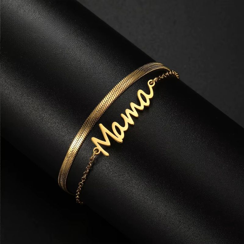 Bracelet Fête des Mères Double Chaîne "Mama"