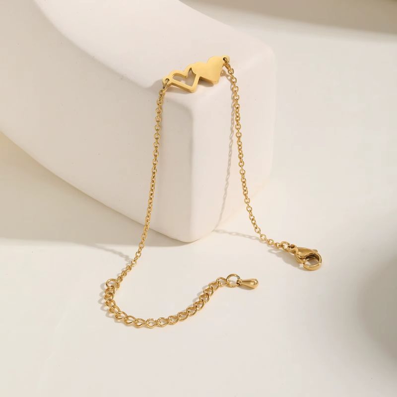 Bracelet Fête des Mères Double Coeur Doré