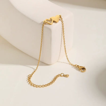 Bracelet Fête des Mères Double Coeur Doré