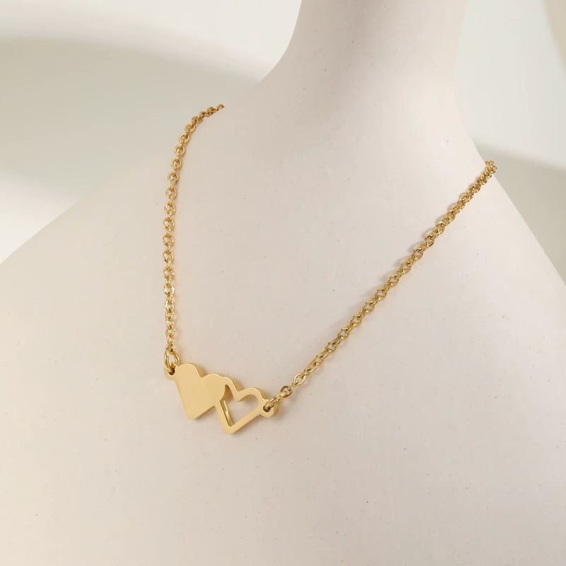 Bracelet Fête des Mères Double Coeur Doré