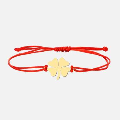 Bracelet Fil Rouge Trèfle à 4 Feuilles