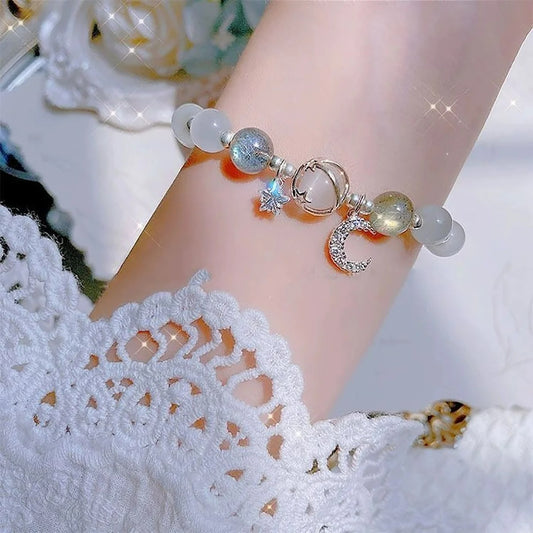 Bracelet Fille Perles Lune Étoiles