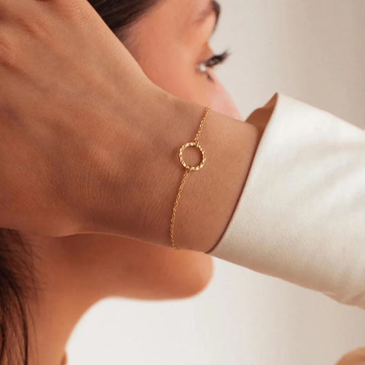 Bracelet Fin Femme Acier Inoxydable Et Cercle