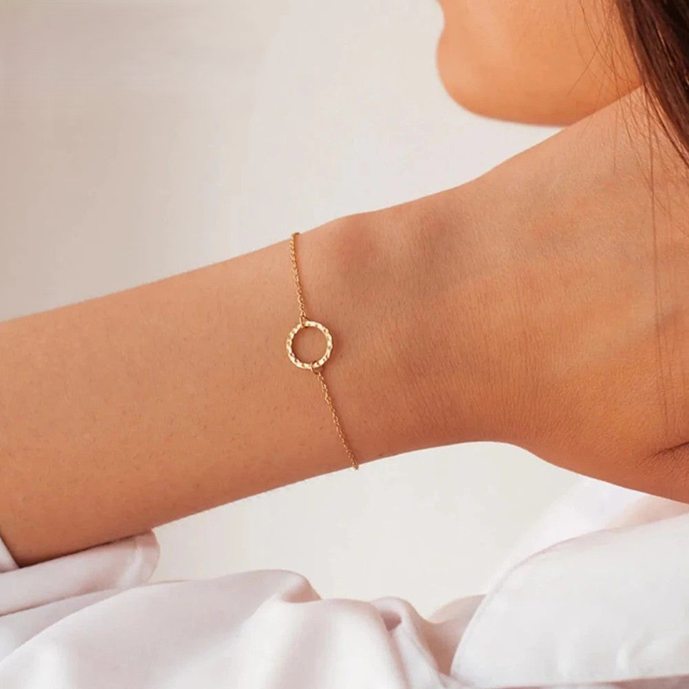 Bracelet Fin Femme Acier Inoxydable Et Cercle